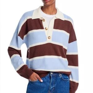 AQUA Cashmere
100% Cashmere Striped Rugby Sweater